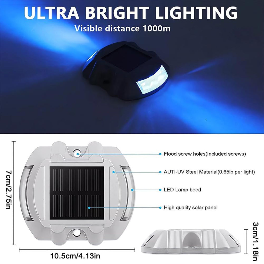 2 Pack x Solar Driveway Deck Marker Lights Ultra-Bright LED IP68 Waterproof Pressure-Resistant Eco-Friendly